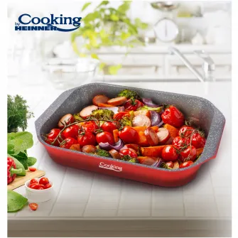 Tava Cooking by Heinner Red Line, aluminiu turnat, acoperire ceramica, 39.5 x 26 x 6.3 cm