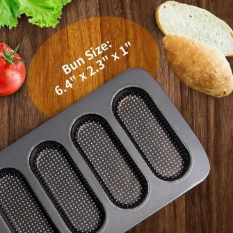 Tava pentru chifle hot dog, antiaderenta, design ventilat, 34.8x21.3x2.8cm