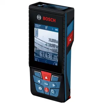 Telemetru cu laser Bosch 0601072Z00, 150 m domeniu maxim de lucru, 50 valori memorate, Bluetooth, 650 nm dioda laser, cablu micri USB, curea transport, geanta protectie