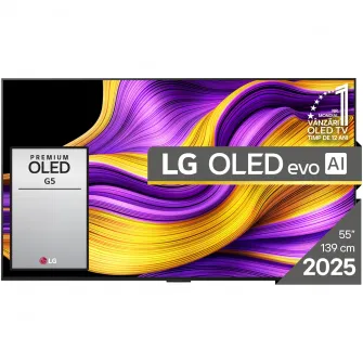 Televizor LG OLED evo 55G51LW, 139 cm, Smart, 4K Ultra HD, 100 Hz, Clasa E (Model 2025) cu suport integrat pentru perete, fara suport pentru comoda TV