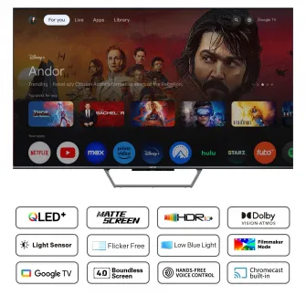 Televizor METZ QLED 50MQE7600, 126 cm, Smart Google TV, 4K Ultra HD, Clasa F (Model 2024)