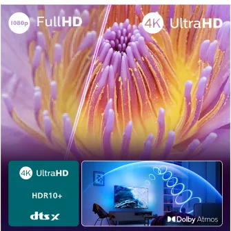 Televizor Philips AMBILIGHT tv LED 65PUS8010, 164 cm, Smart TV, 4K Ultra HD, Clasa E (Model 2025)