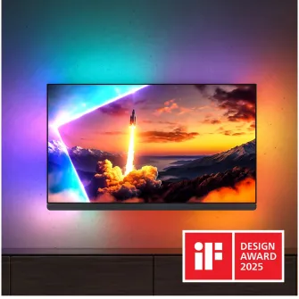 Televizor Philips AMBILIGHT tv OLED+ 55OLED910, 139 cm, Google TV, 4K Ultra HD, 100 Hz, Clasa F (Model 2025)