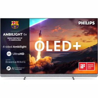 Televizor Philips AMBILIGHT tv OLED+ 77OLED910, 194 cm, Google TV, 4K Ultra HD, 100 Hz, Clasa F (Model 2025)