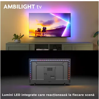 Televizor Philips AMBILIGHT tv QLED 65PUS8510, 164 cm, Smart TV, 4K Ultra HD, Clasa E (Model 2025)