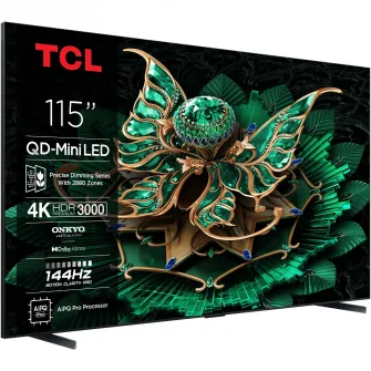 Televizor TCL MiniLed 115C7K, 291 cm, Smart Google TV, 4K Ultra HD, 100Hz, Clasa E (Model 2025)
