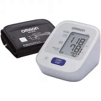 Tensiometru complet automat de brat Omron M300, Tehnologie IntelliSense, Afisaj LCD, Adaptor AC original Omron, Alb