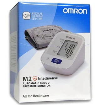 Tensiometru de brat complet automat Omron M2, Tehnologie Intellisense, Aparat validat clinic, Alb/Gri + Adaptor