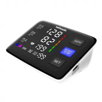 Tensiometru digital de brat cu ecran iluminat sanitayaki U81Q, 2 x 90 memorii, oprire automata, manseta 22-42 cm, negru/alb