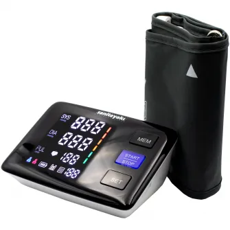 Tensiometru digital de brat cu ecran iluminat sanitayaki U81Q, 2 x 90 memorii, oprire automata, manseta 22-42 cm, negru/alb