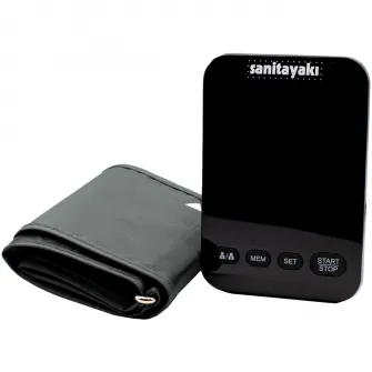Tensiometru digital de brat cu ecran iluminat sanitayaki U81 CH, 2 x 90 memorii, oprire automata, manseta 22-42 cm, negru/alb