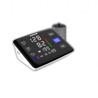 Tensiometru digital de brat cu ecran iluminat sanitayaki U81Q, 2 x 90 memorii, oprire automata, manseta 22-42 cm, negru/alb