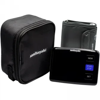 Tensiometru digital de brat cu ecran iluminat sanitayaki U81Q, 2 x 90 memorii, oprire automata, manseta 22-42 cm, negru/alb