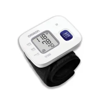 Tensiometru electronic de incheietura complet automat Omron RS2, validat clinic, Tehnologie Intellisense, Indicator pentru puls neregulat, Afisaj LCD, Carcasa de protectie, Alb