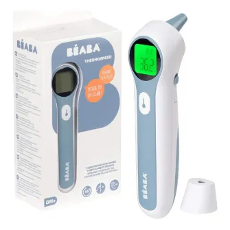 Termometru cu infrarosu pentru ureche si frunte Beaba Thermospeed, Albastru/Alb