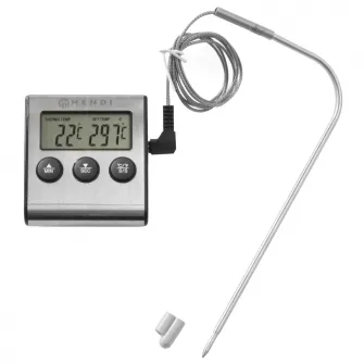 Termometru digital cu timer de bucatarie, Hendi, otel inoxidabil
