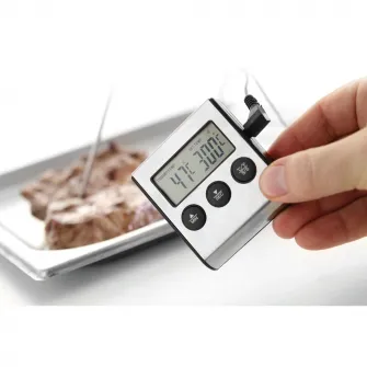 Termometru digital cu timer de bucatarie, Hendi, otel inoxidabil