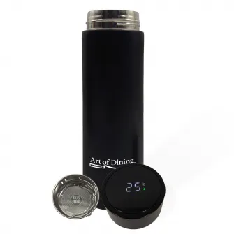 Termos Art of dining by Heinner cu indicator LED pentru temperatura, inox, 450 ml, negru