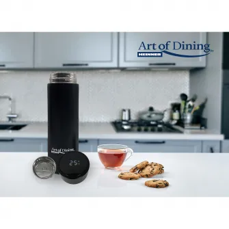 Termos Art of dining by Heinner cu indicator LED pentru temperatura, inox, 450 ml, negru