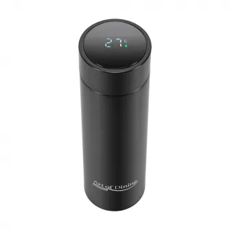Termos Art of dining by Heinner cu indicator LED pentru temperatura, inox, 450 ml, negru