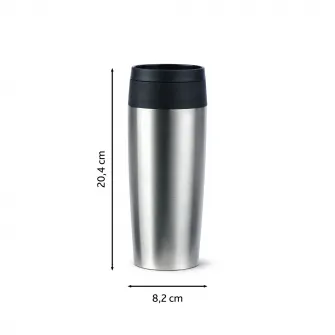 Termos calatorie Tefal Travel Mug Classic, inox, fara BPA, 100% etans, functie Quick Press, 0.36 L, argintiu