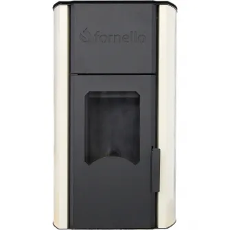 Termosemineu centrala pe peleti Fornello Royal 30 kw, complet echipat cu pompa de circulatie, vas expansiune, supapa de siguranta, buncar de peleti 25 kg, automatizare, culoare crem, pana la 200 mp