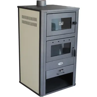 Termosemineu pe lemne, brichete si carbune Fornello MILANO E, 24 KW, cuptor de incalzit mancarea, Ivory, 580x560x1060 mm