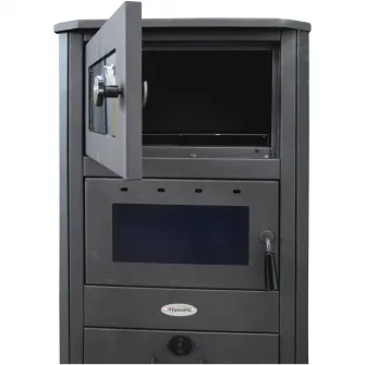 Termosemineu pe lemne, brichete si carbune Fornello MILANO E, 24 KW, cuptor de incalzit mancarea, Ivory, 580x560x1060 mm