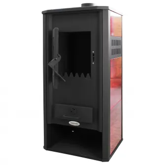 Termosemineu pe lemne, brichete si carbune Fornello Roma E, Bordeaux, 22 kW, 49x45x103 cm