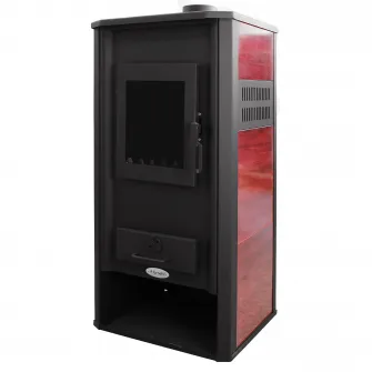 Termosemineu pe lemne, brichete si carbune Fornello Roma E, Bordeaux, 22 kW, 49x45x103 cm