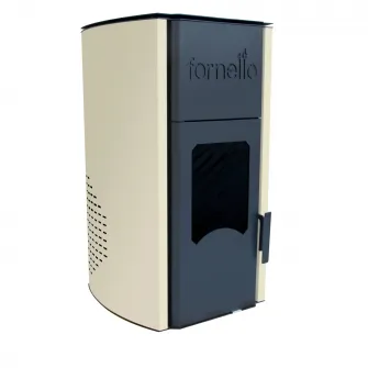 Termosemineu pe peleti Fornello Royal 18 KW, aprindere automata, telecomanda, buncar tiraj fortat, pompa circulatie, vas expansiune, Ivory