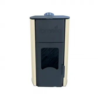 Termosemineu pe peleti Fornello Royal 18 KW, aprindere automata, telecomanda, buncar tiraj fortat, pompa circulatie, vas expansiune, Ivory