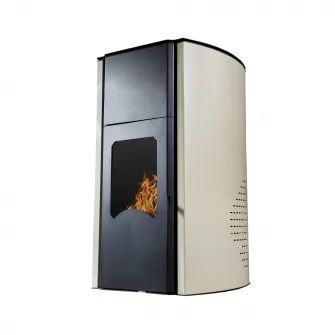 Termosemineu pe peleti Fornello Royal 18 KW, aprindere automata, telecomanda, buncar tiraj fortat, pompa circulatie, vas expansiune, Ivory
