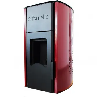 Termosemineu pe peleti Fornello Royal 25 KW, aprindere automata, telecomanda, buncar tiraj fortat, pompa circulatie, vas expansiune, Bordeaux