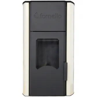 Termosemineu pe peleti Fornello Royal 25 KW, aprindere automata, telecomanda, buncar tiraj fortat, pompa circulatie, vas expansiune, Ivory