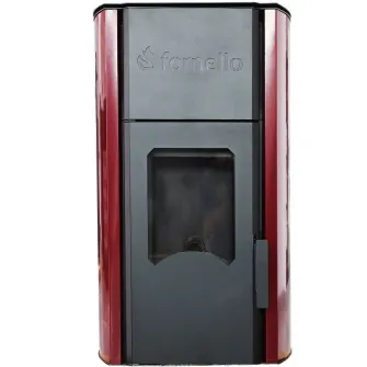 Termosemineu pe peleti Fornello Royal 25 KW, aprindere automata, telecomanda, buncar tiraj fortat, pompa circulatie, vas expansiune, Bordeaux