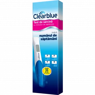 Test de sarcina digital Clearblue cu indicator de saptamani, va indica numarul de saptamani, 1 test digital