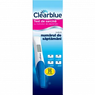 Test de sarcina digital Clearblue cu indicator de saptamani, va indica numarul de saptamani, 1 test digital