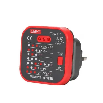Tester priza EU UNI-T SOCKTEST-UT07B, detecteaza 8 conditii de cablare, indicator LED, 10A