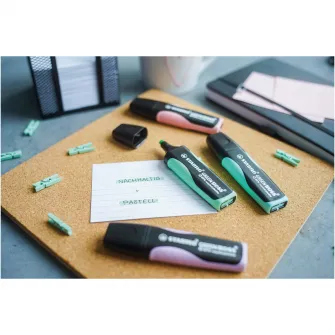 Textmarker Stabilo Boss Green, 8 culori / set, suport birou, 4 fluorescente + 4 pastel, etui carton