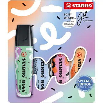 Textmarker Stabilo Boss Original by Ju Schnee, 4 culori / blister, hint of mint, cloudy blue, frozen fuchsia, pale orange