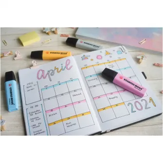 Textmarker Stabilo Boss Original Pastel, 15 culori / set, suport de birou