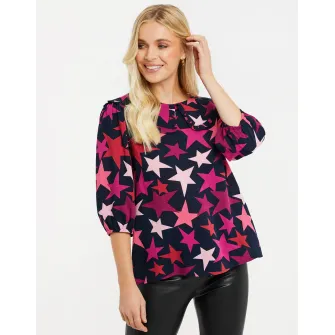 Threadbare, Bluza cu model si guler Peter Pan Humbug 3947, Negru, 16