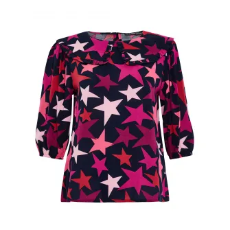 Threadbare, Bluza cu model si guler Peter Pan Humbug 3947, Negru, 16