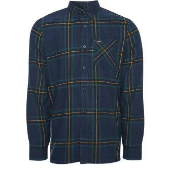 Threadbare, Camasa in carouri cu guler fixat cu nasturi Franco 2601, Verde, Portocaliu, Albastru marin, S