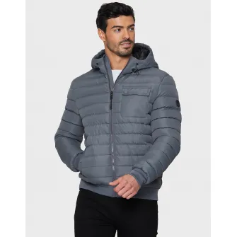 Threadbare, Geaca matlasata cu buzunar cu clapa Bescot 2231, Gri carbune, 2XL