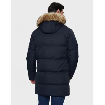 Threadbare, Geaca midi cu gluga Renfield 8035, Albastru marin, 2XL