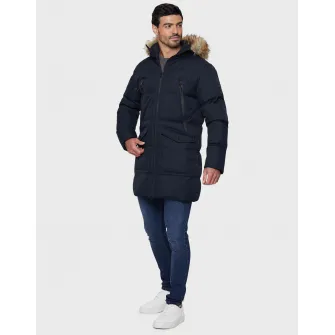 Threadbare, Geaca midi cu gluga Renfield 8035, Albastru marin, 2XL