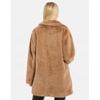 Threadbare, Palton din blana sintetica Wollmantel 5881, Maro deschis, 14