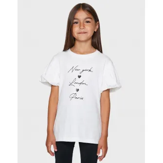 Threadgirls, Tricou supradimensionat cu maneci bufante, Crem, 110 CM